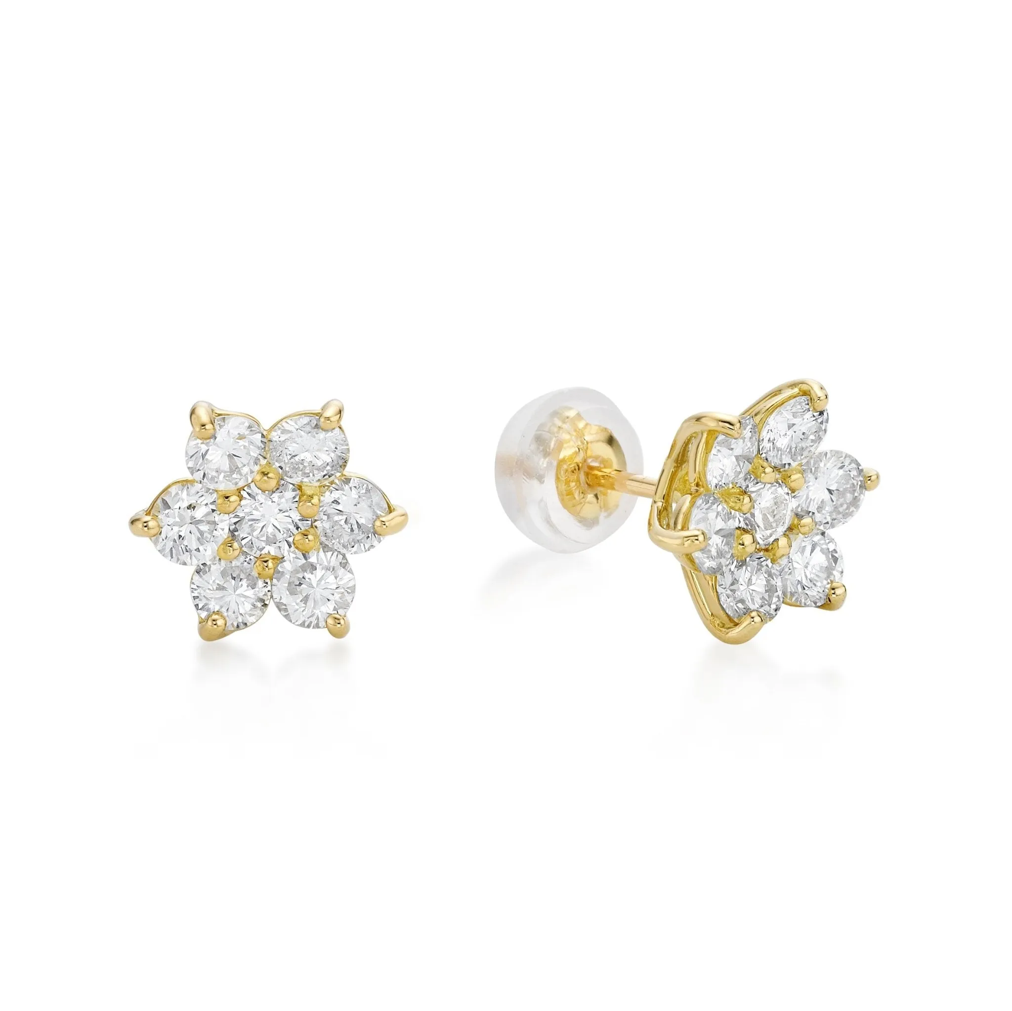 6 petals Flower Earrings 0.3ct