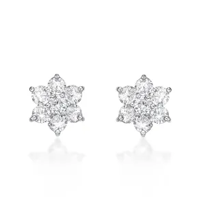 6 petals Flower Earrings 0.3ct