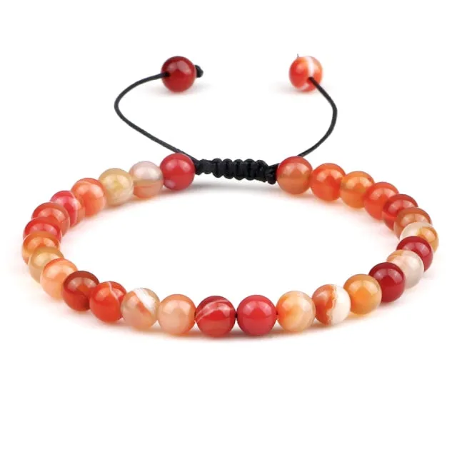 6mm Natural Stone Men Bracelets Charm Tiger Eye Black Beads Bracelet Braided Bangle Adjustable Charm Women Yoga Jewelry pulseras