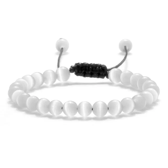 6mm Natural Stone Men Bracelets Charm Tiger Eye Black Beads Bracelet Braided Bangle Adjustable Charm Women Yoga Jewelry pulseras