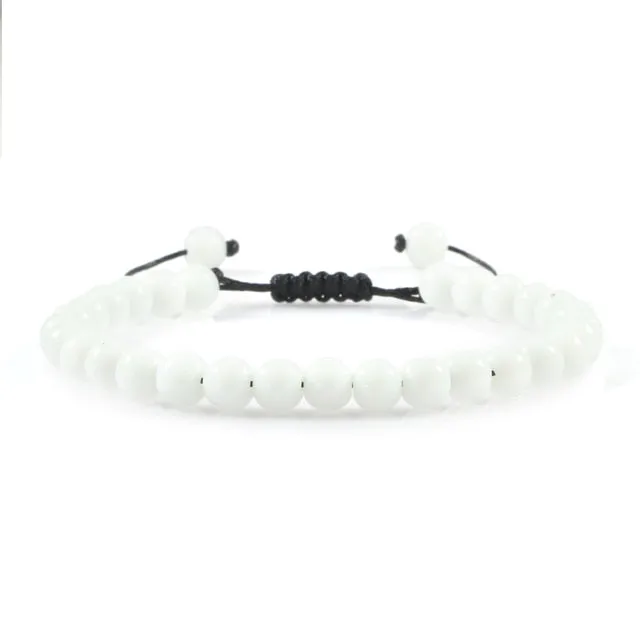 6mm Natural Stone Men Bracelets Charm Tiger Eye Black Beads Bracelet Braided Bangle Adjustable Charm Women Yoga Jewelry pulseras