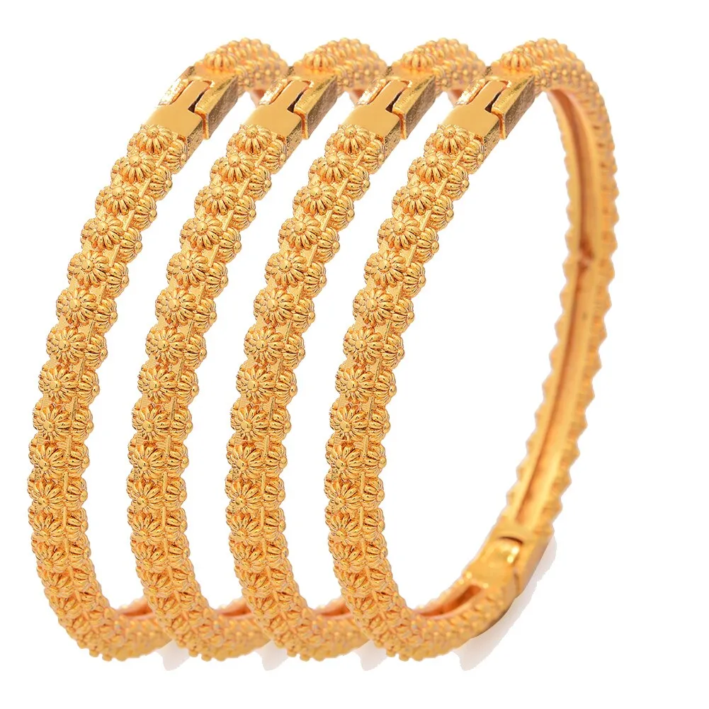 6Pcs/lot Bride  Gold Color Dubai Bangles For Women