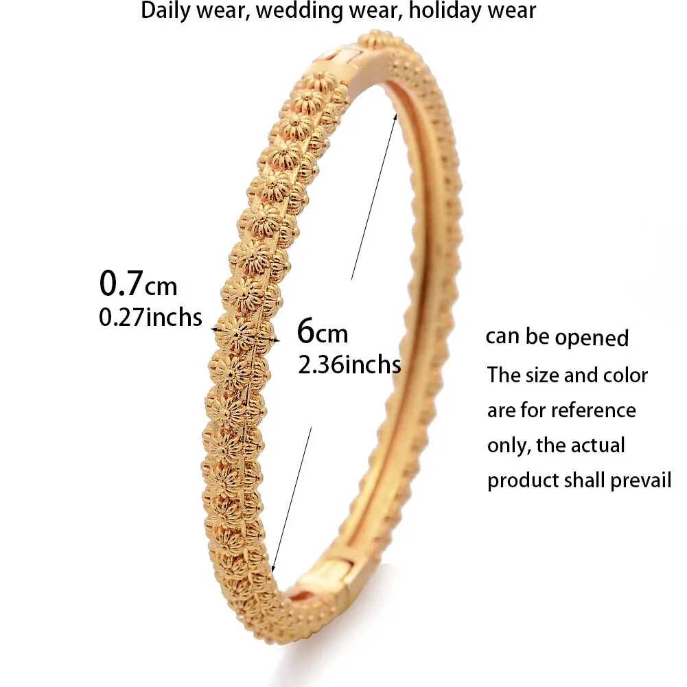 6Pcs/lot Bride  Gold Color Dubai Bangles For Women
