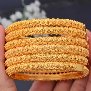 6Pcs/lot Bride  Gold Color Dubai Bangles For Women