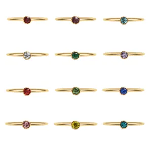 76 pc 18K Gold PVD Coated Stainless Steel Birthstone Stacking Ring Set / BND0004