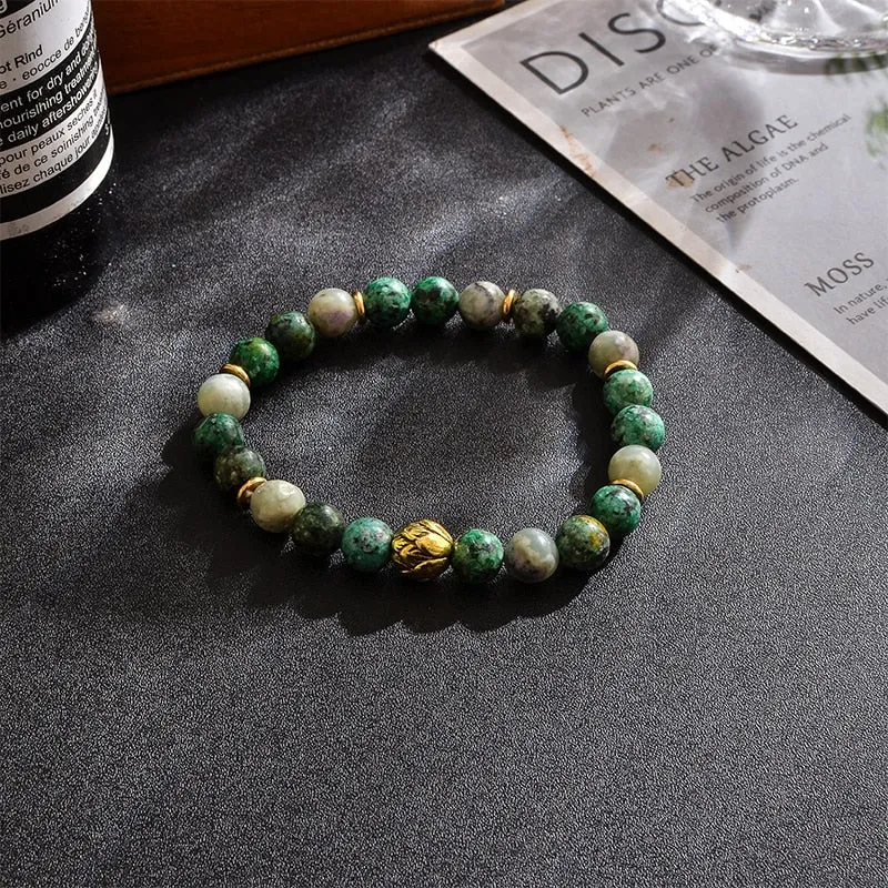 8mm Natural African Turquoise Labradorite Lucky Jade Beaded Necklace Jewelry Set