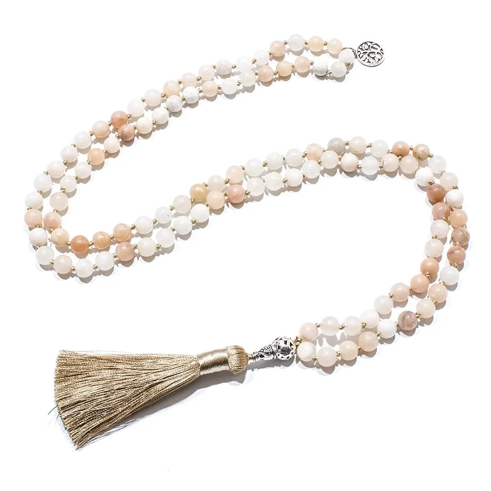 8mm Pink Aventurine Beaded Knoted 108 Mala Necklace Meditation Yoga Prayer Jewelry Japamala Set