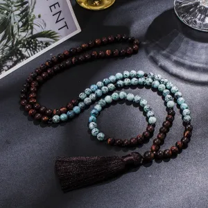 8mm Red Tiger Eye 108 Mala Beads Necklace Meditation Yoga Prayer Jewelry Set