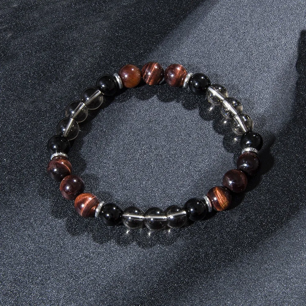 8mm Red Tiger Eye Black Onyx 108 Mala Beaded Necklace