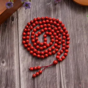 8mm Red Turquoise Beads Knot 108 Mala Necklace