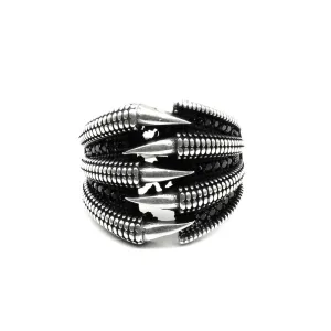 925 Sterling Silver Oxidized Claw Style CZ Men's ring