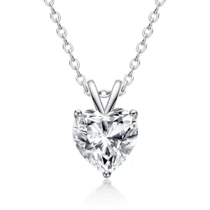 925 Sterling Silver Zircon Pendant Necklace, Engagement Wedding Birthday Jewelry Necklace Gift for Womens 18 Inch Chain-AINUOSHI White/Heart/O type chain