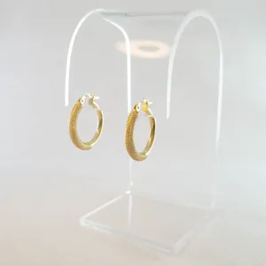 9ct Gold Textured Round Hoops