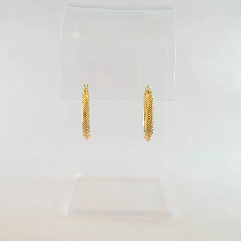 9ct Gold Textured Round Hoops