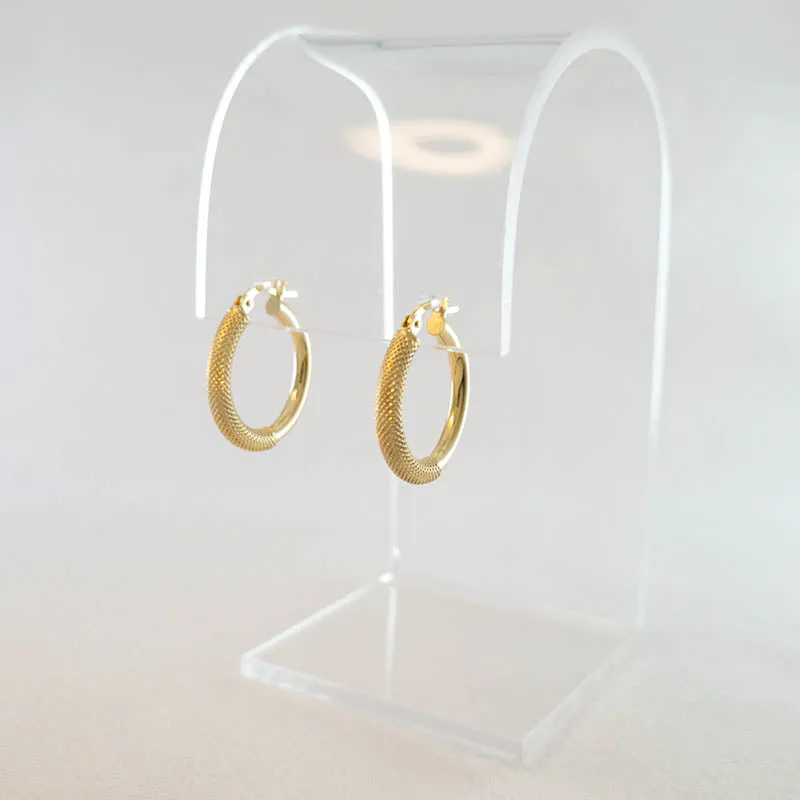 9ct Gold Textured Round Hoops