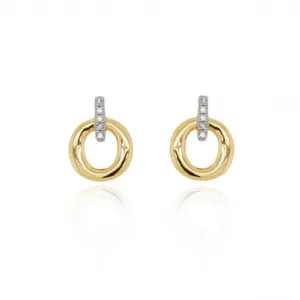 9ct Yellow Gold Diamond Set Circle Stud Earrings