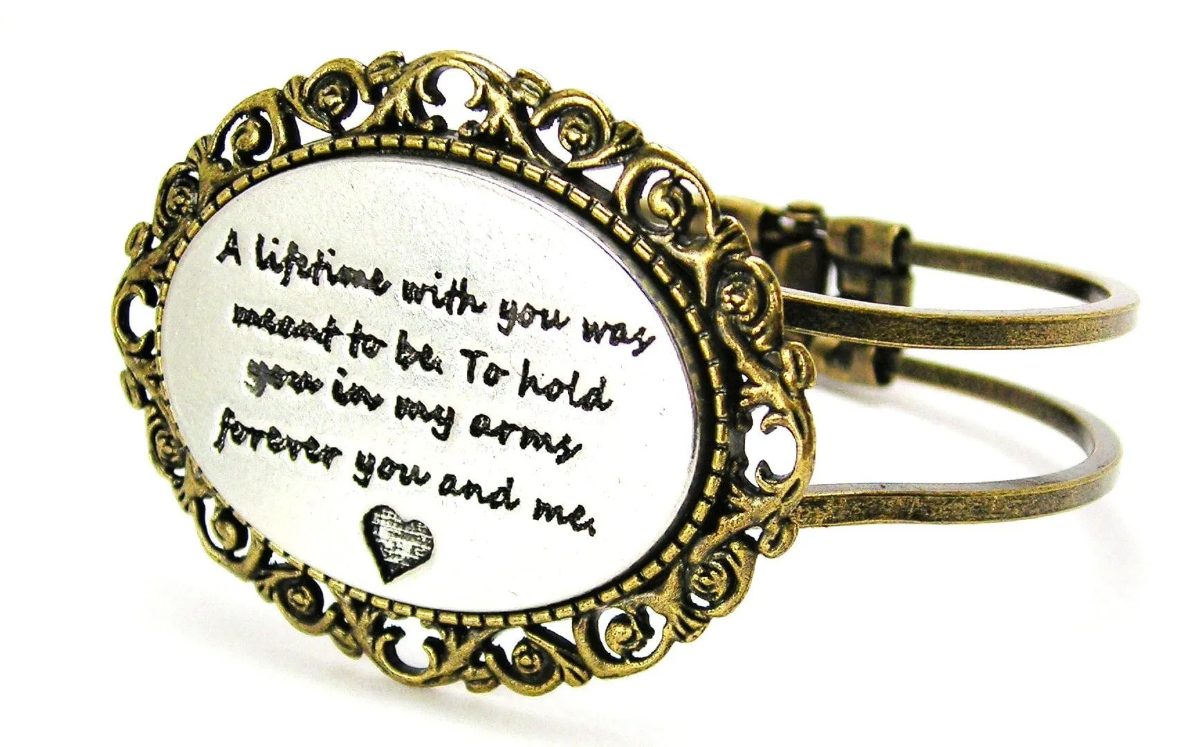 A Lifetime With You Was Meant to Be To Hold You in My Arms Forever You and Me Bronze Victorian Multi Media Hinged Bangles