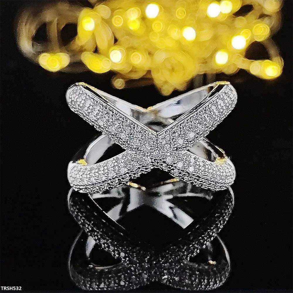 Adjustable Zircon Cross Ring