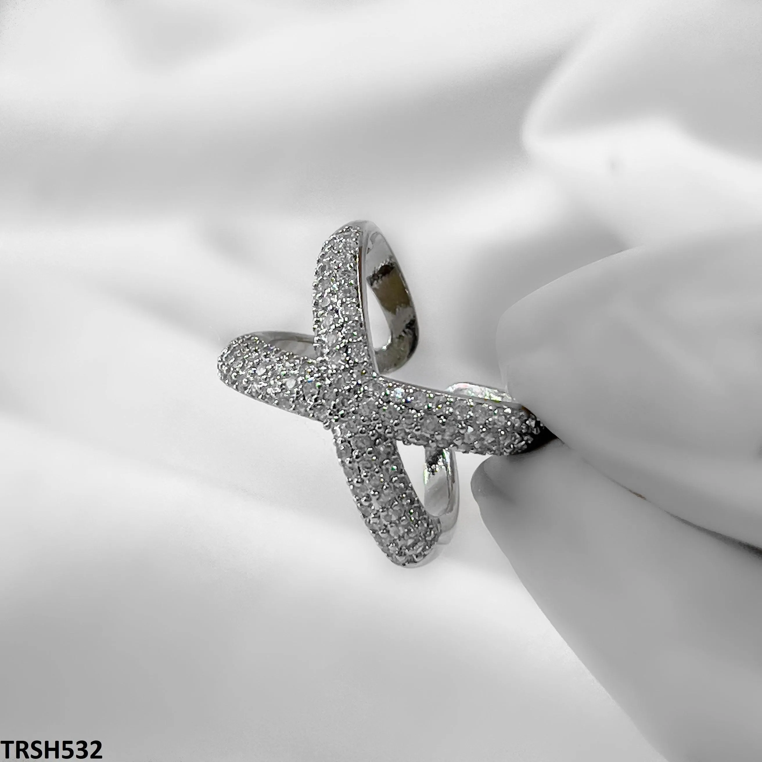 Adjustable Zircon Cross Ring