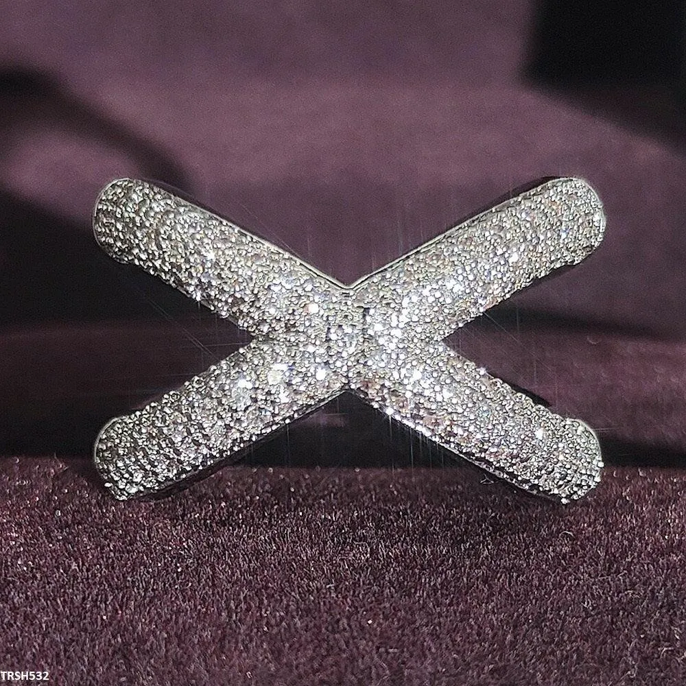 Adjustable Zircon Cross Ring