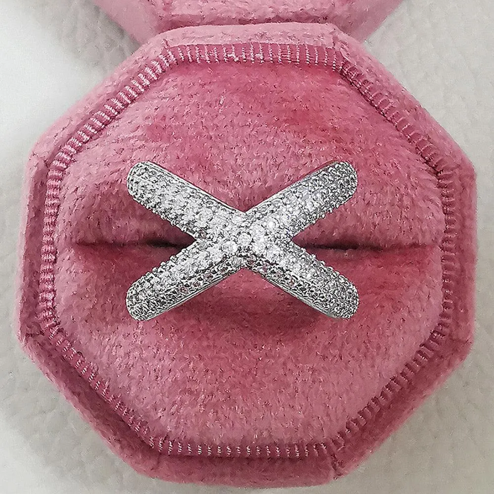Adjustable Zircon Cross Ring