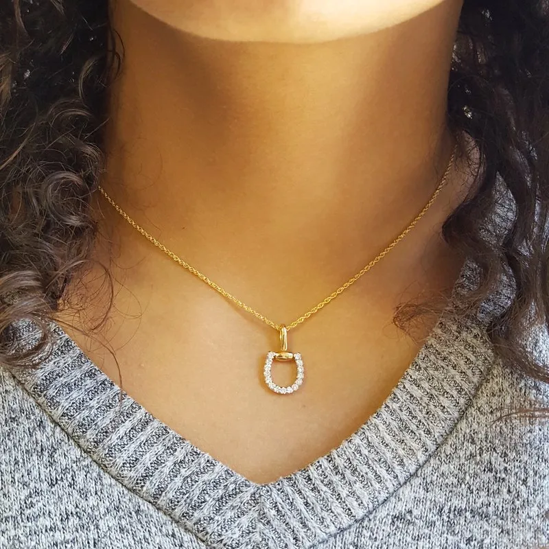 Allison Kaufman Modern Horseshoe Diamond Pendant
