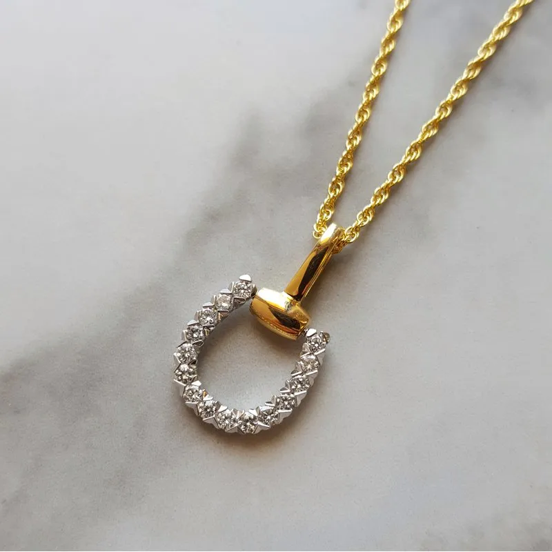Allison Kaufman Modern Horseshoe Diamond Pendant