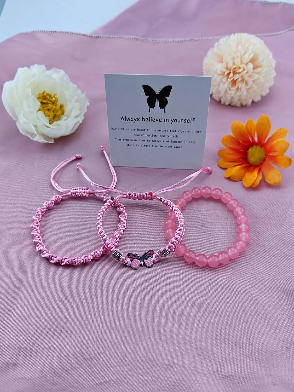 Always Believe in Yourself Blue Butterfly Bracelets for Women Crystal Beaded Butterfly Stretch Blue Friendship Bracelet Stackable Natural Gemstone Braided Adjustable Blue Friendship Bracelets Colorful Charm Jewelry