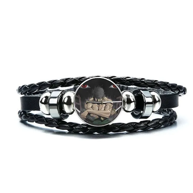 Anime One Piece Bracelet Luffy Zoro Ace Charms Bracelet Kids Boy Punk Multilayer Leather Bracelets Jewelry