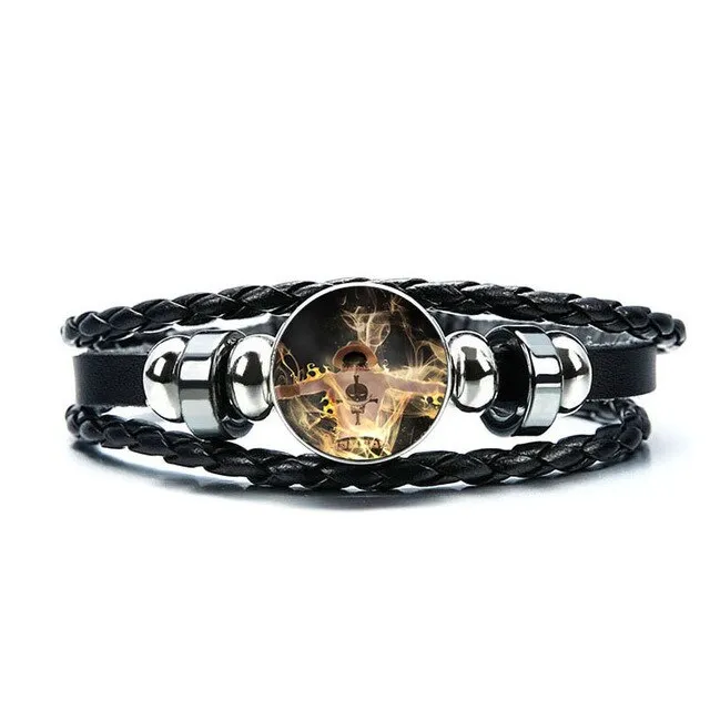 Anime One Piece Bracelet Luffy Zoro Ace Charms Bracelet Kids Boy Punk Multilayer Leather Bracelets Jewelry