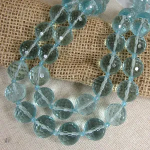 Aqua Double Stand Beaded Crystal Necklace Classic