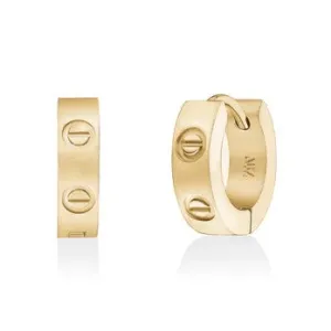ARZ STEEL SCREW DESIGN HUGGIES EARRINGS - GOLD, SILVER