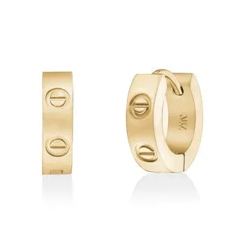ARZ STEEL SCREW DESIGN HUGGIES EARRINGS - GOLD, SILVER