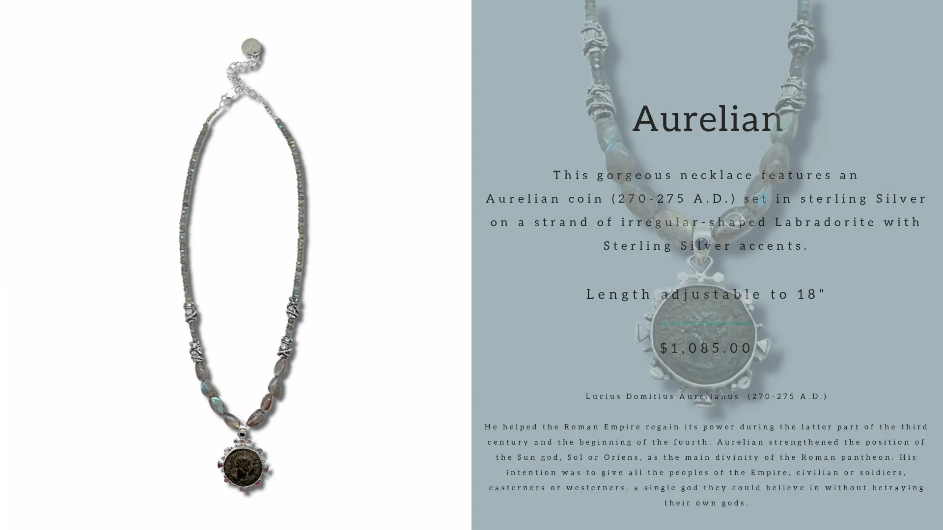 Aurelian Coin and Labradorite Necklace