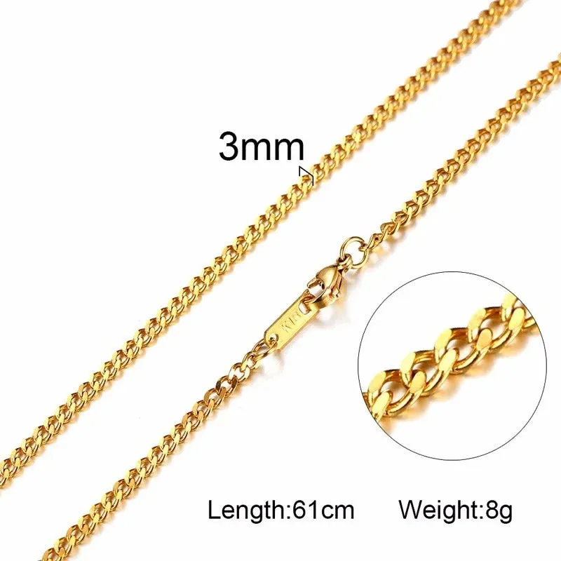 Basic 3-6MM Snake Cuban Curb Link Flat Box Wheat Chains Choker Necklaces for Men