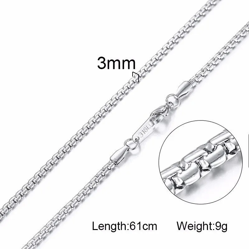 Basic 3-6MM Snake Cuban Curb Link Flat Box Wheat Chains Choker Necklaces for Men