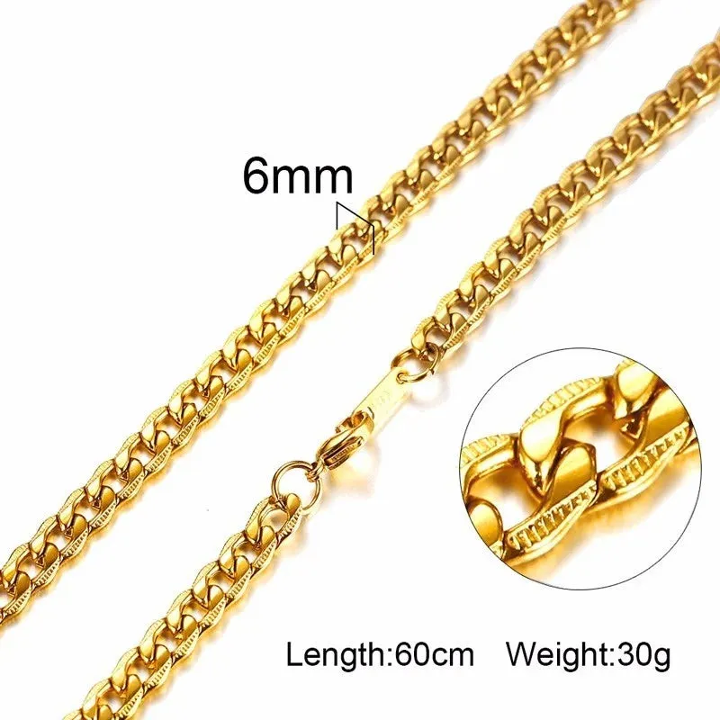 Basic 3-6MM Snake Cuban Curb Link Flat Box Wheat Chains Choker Necklaces for Men