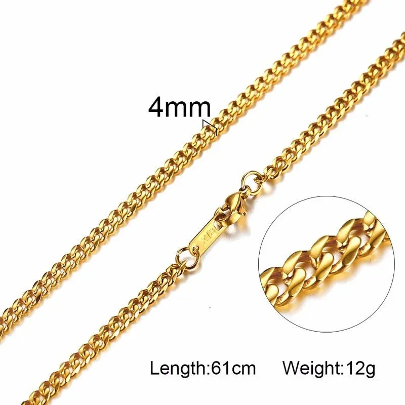 Basic 3-6MM Snake Cuban Curb Link Flat Box Wheat Chains Choker Necklaces for Men