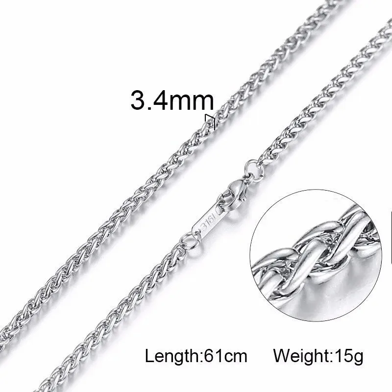 Basic 3-6MM Snake Cuban Curb Link Flat Box Wheat Chains Choker Necklaces for Men