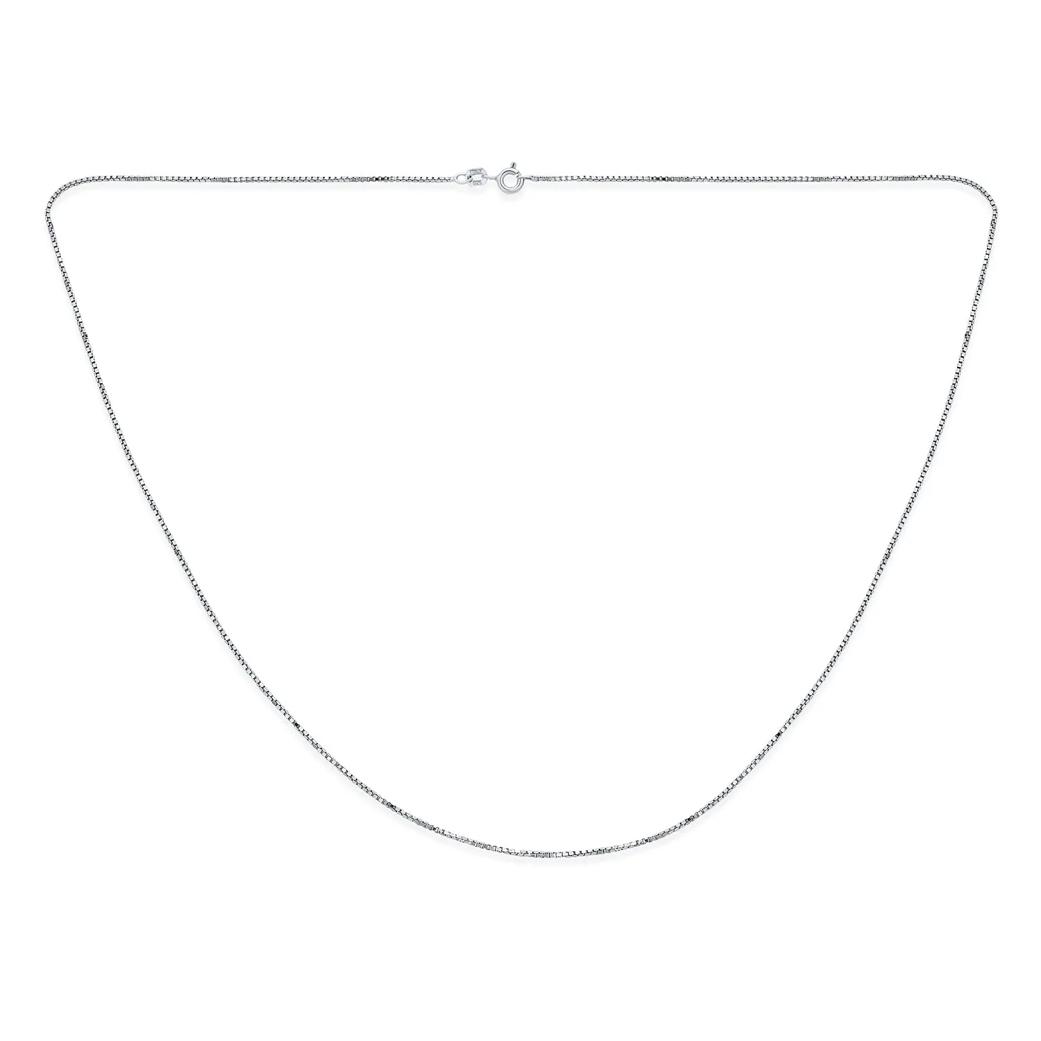 Basic 3MM Thin 019 Gauge Box Chain .925Sterling Silver Made In Italy