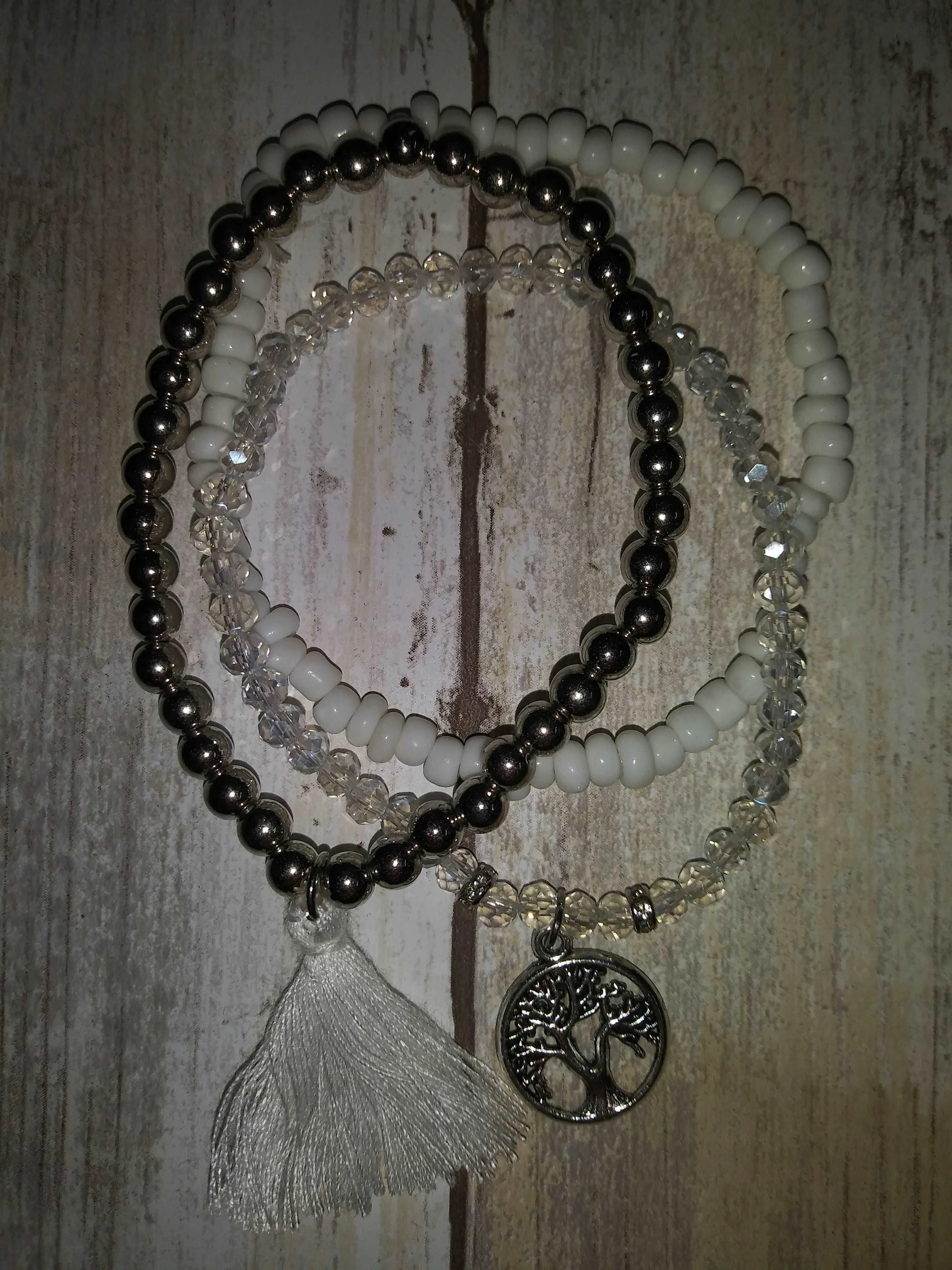 Beaded Bracelet W/ Charm & Tassel