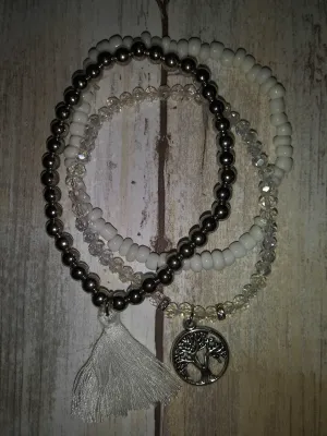 Beaded Bracelet W/ Charm & Tassel
