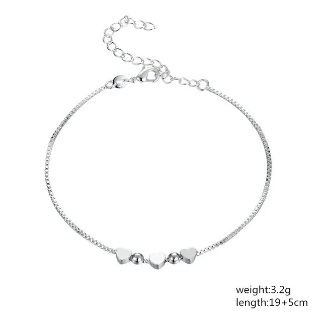 Beautiful fashion Elegant Gold color silver color 4MM beads chain women Letter cute Bracelet high quality Gorgeous jewelry H198