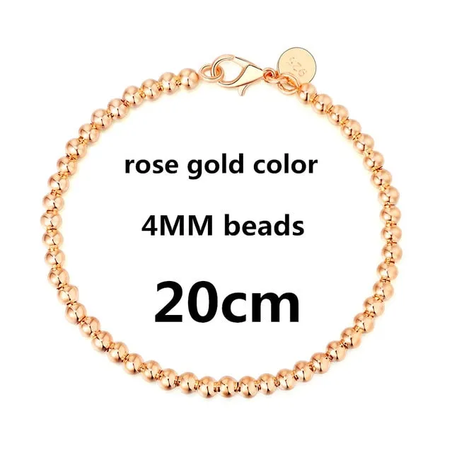 Beautiful fashion Elegant Gold color silver color 4MM beads chain women Letter cute Bracelet high quality Gorgeous jewelry H198