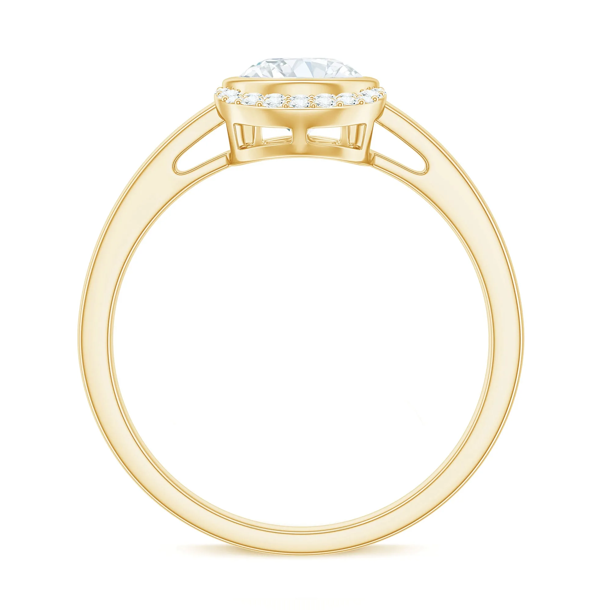 Bezel Set Round Cut Moissanite Classic Engagement Ring