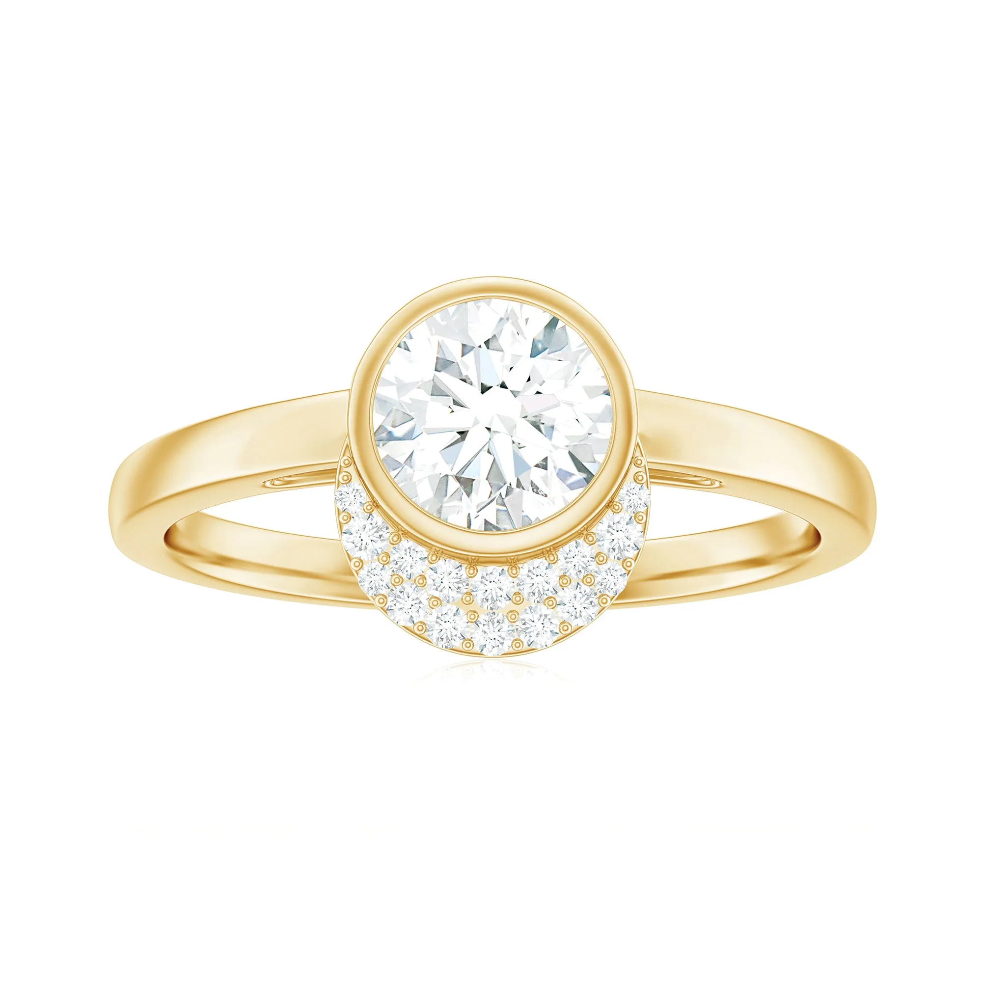 Bezel Set Round Cut Moissanite Classic Engagement Ring