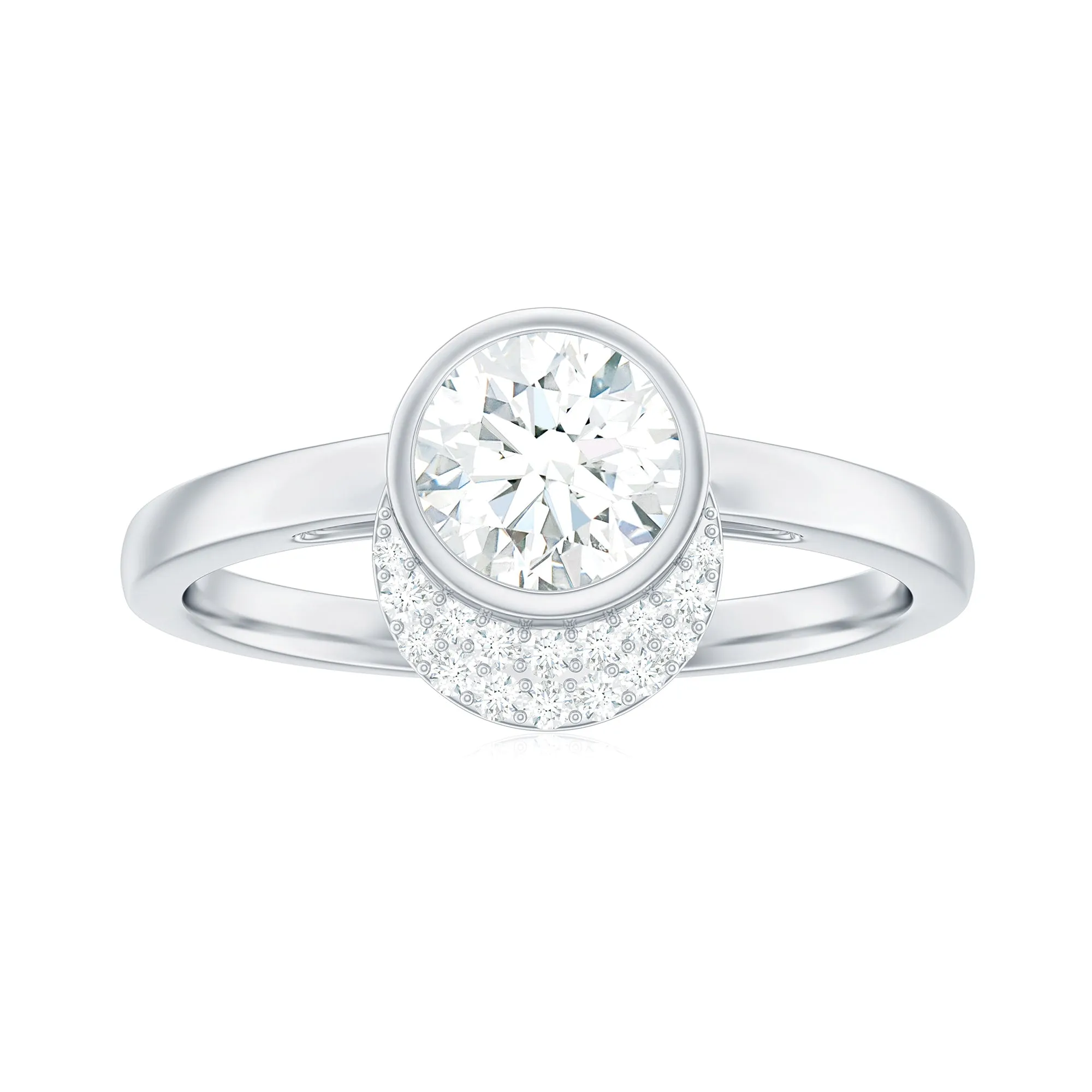 Bezel Set Round Cut Moissanite Classic Engagement Ring