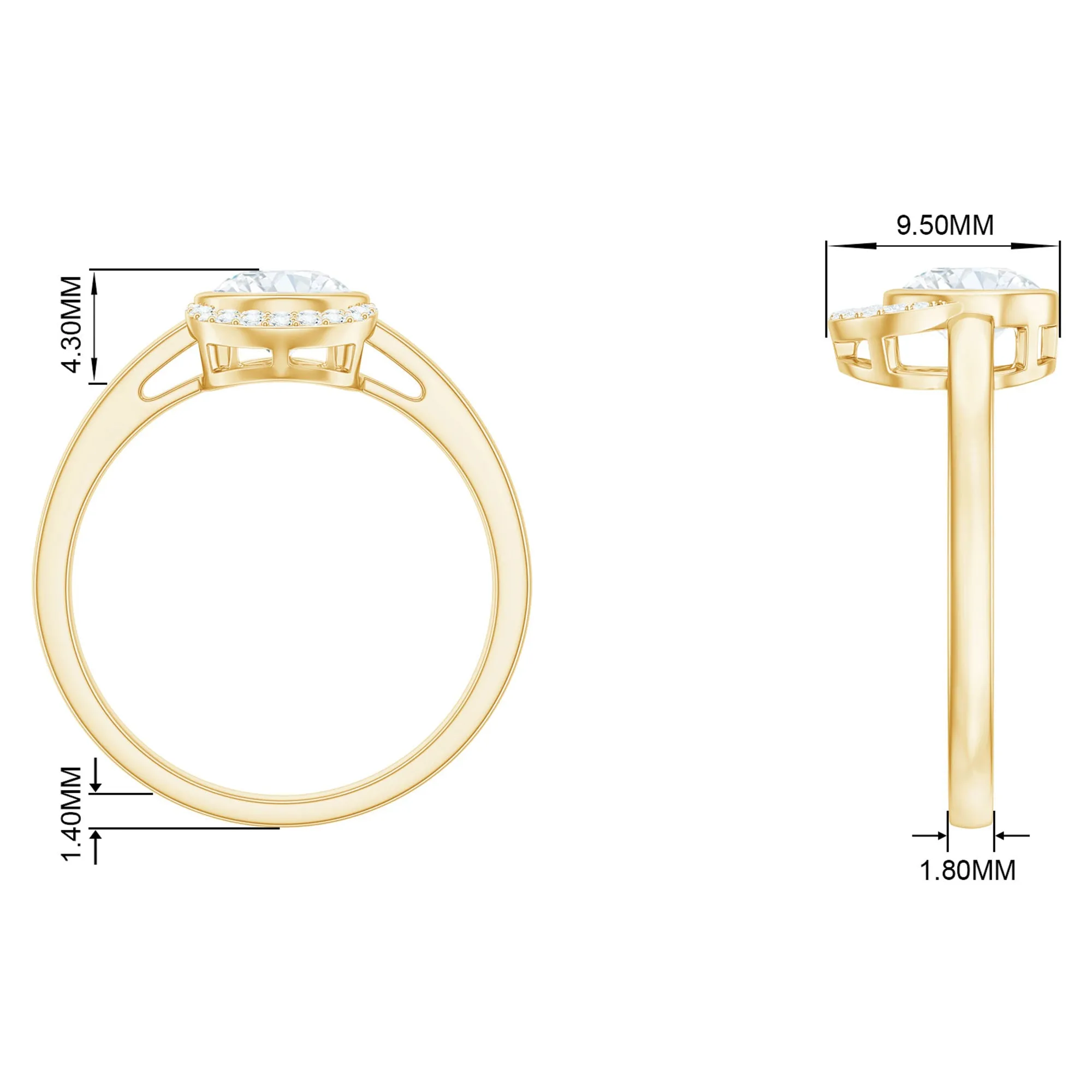 Bezel Set Round Cut Moissanite Classic Engagement Ring