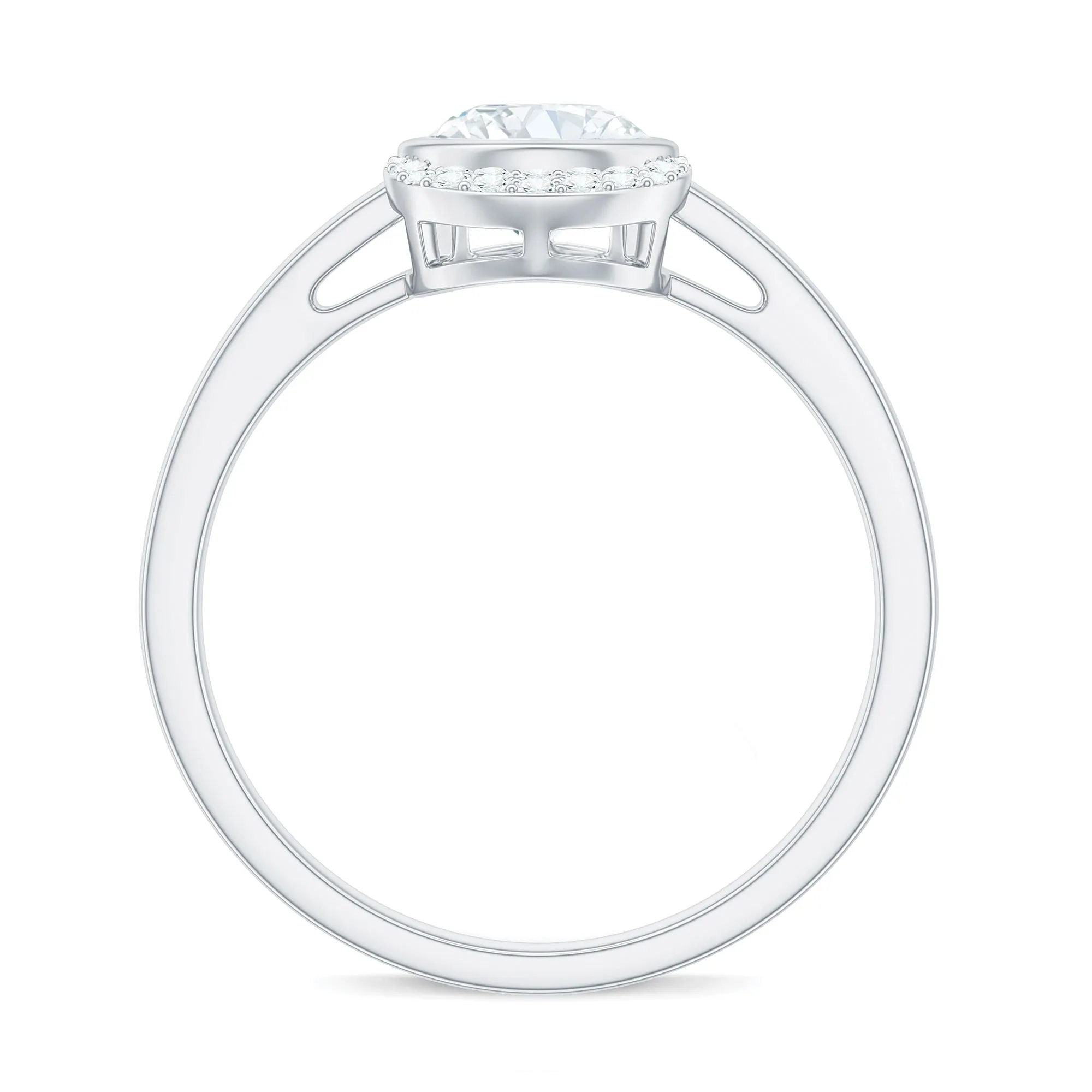 Bezel Set Round Cut Moissanite Classic Engagement Ring