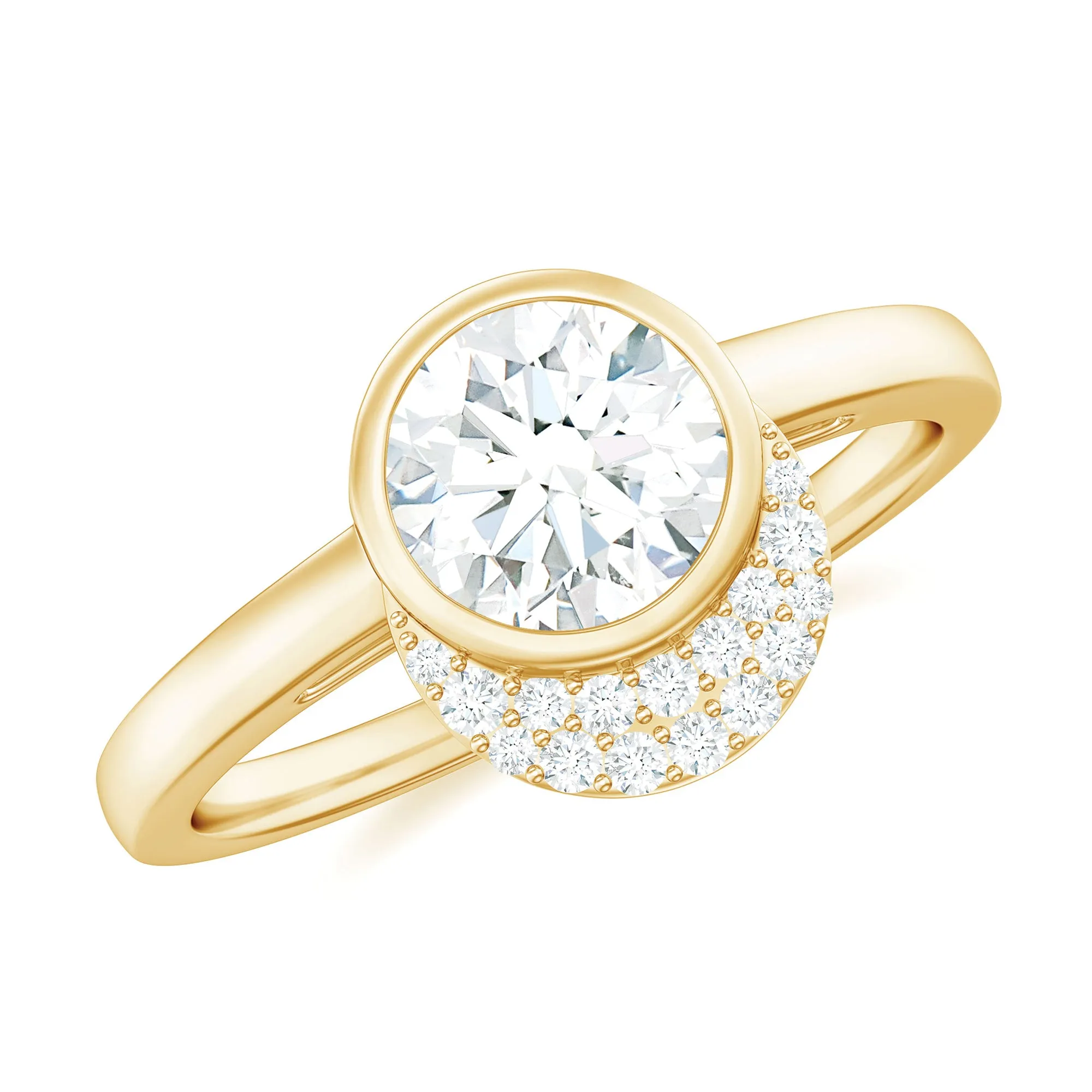 Bezel Set Round Cut Moissanite Classic Engagement Ring